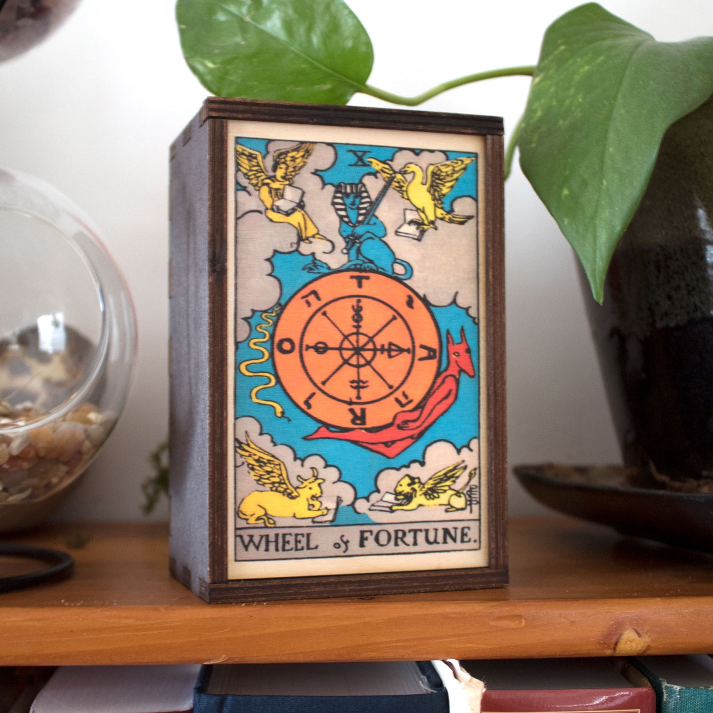 Wheel of Fortune Tarot Card Card Wooden Stash Box Tarot Card Box