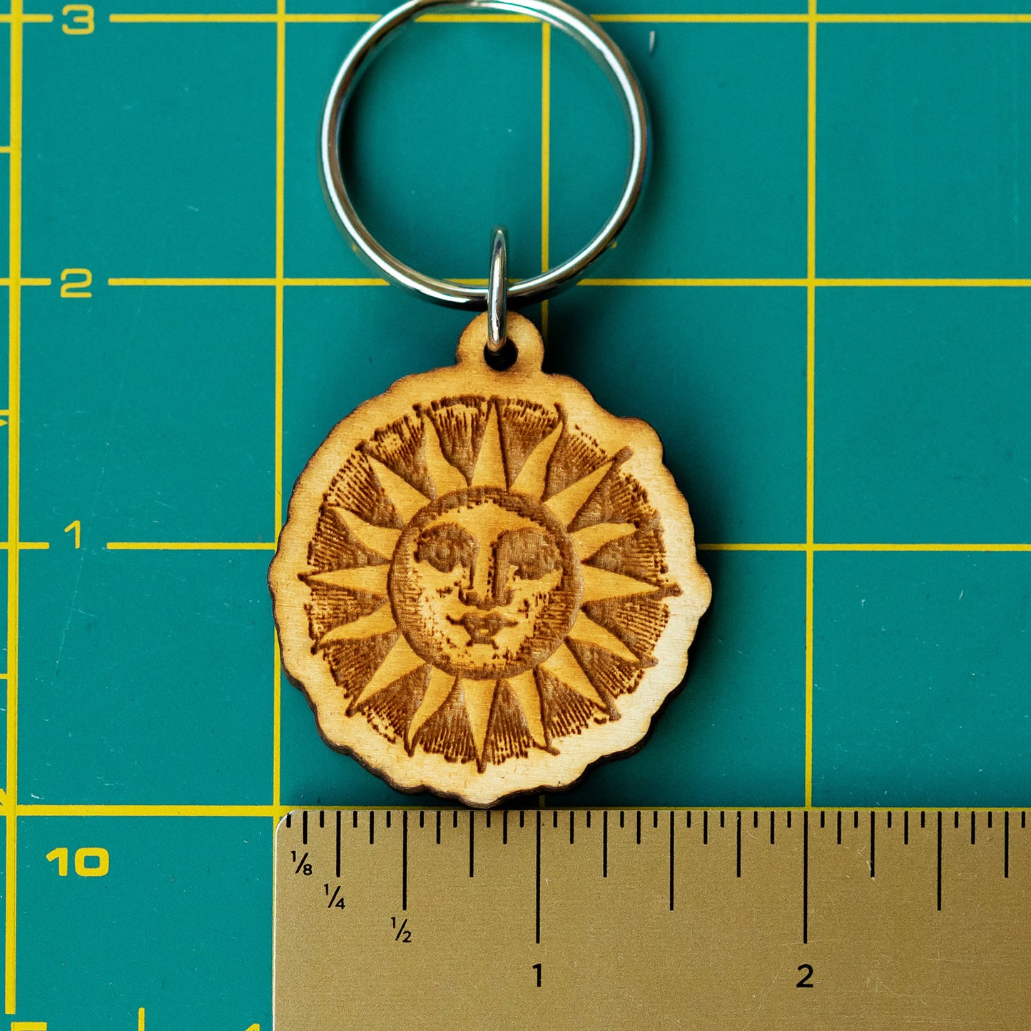 Wood Cut Sun Wooden Keychain