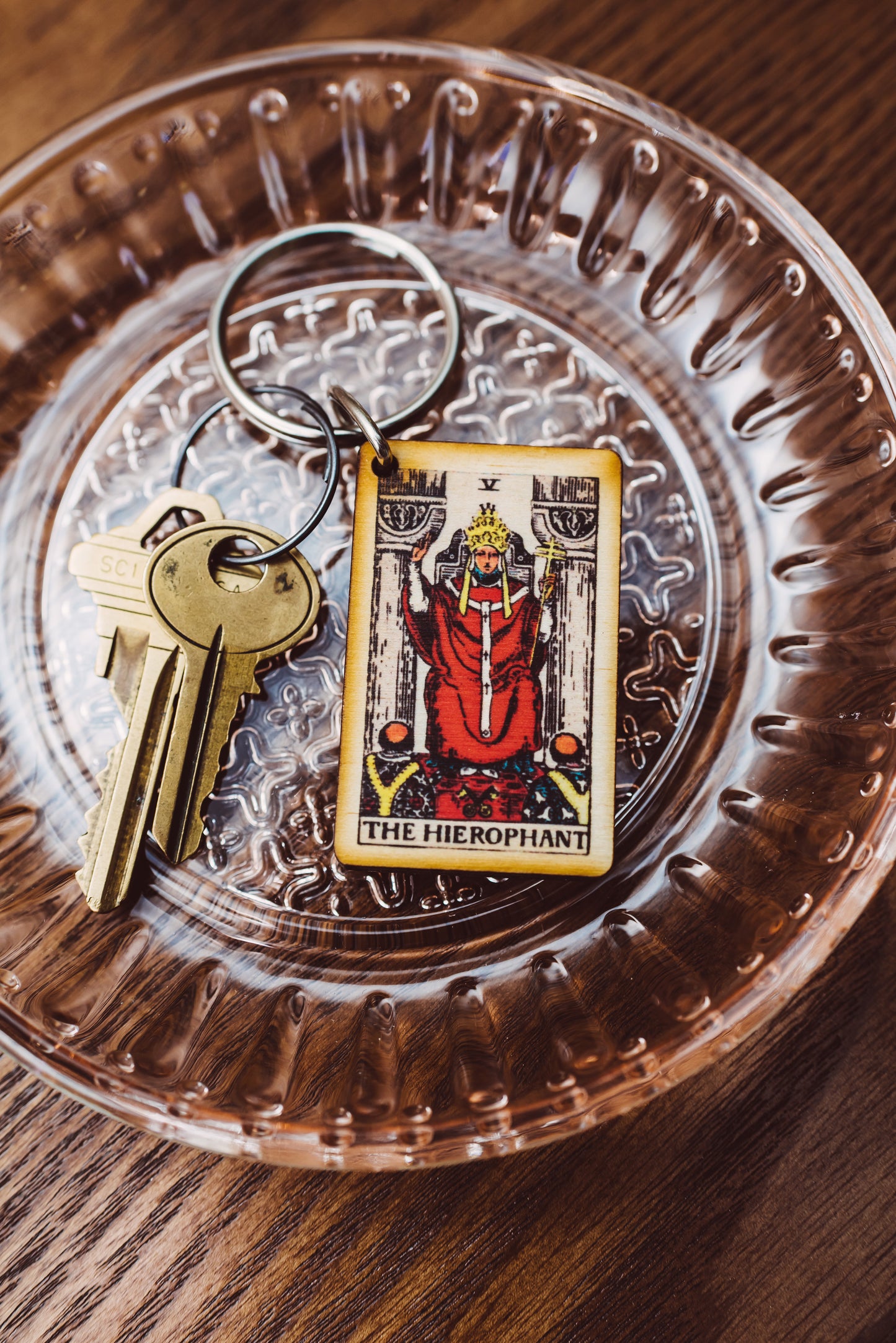 The Hierophant Tarot Card Keychain