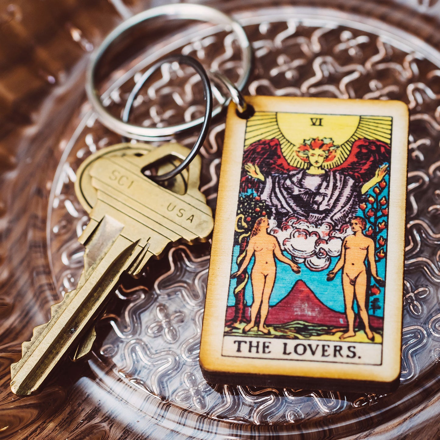 The Lovers Card Tarot Card Keychain