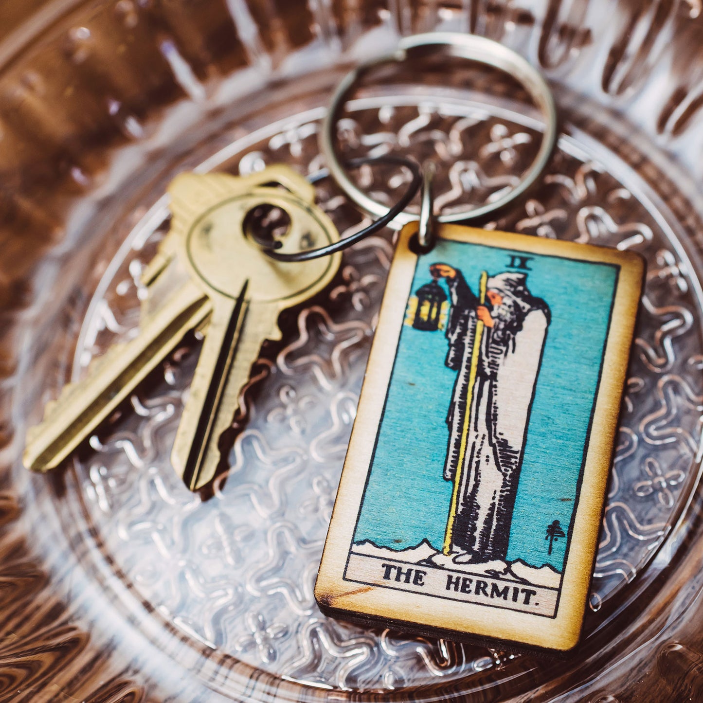 The Hermit Tarot Card Keychain