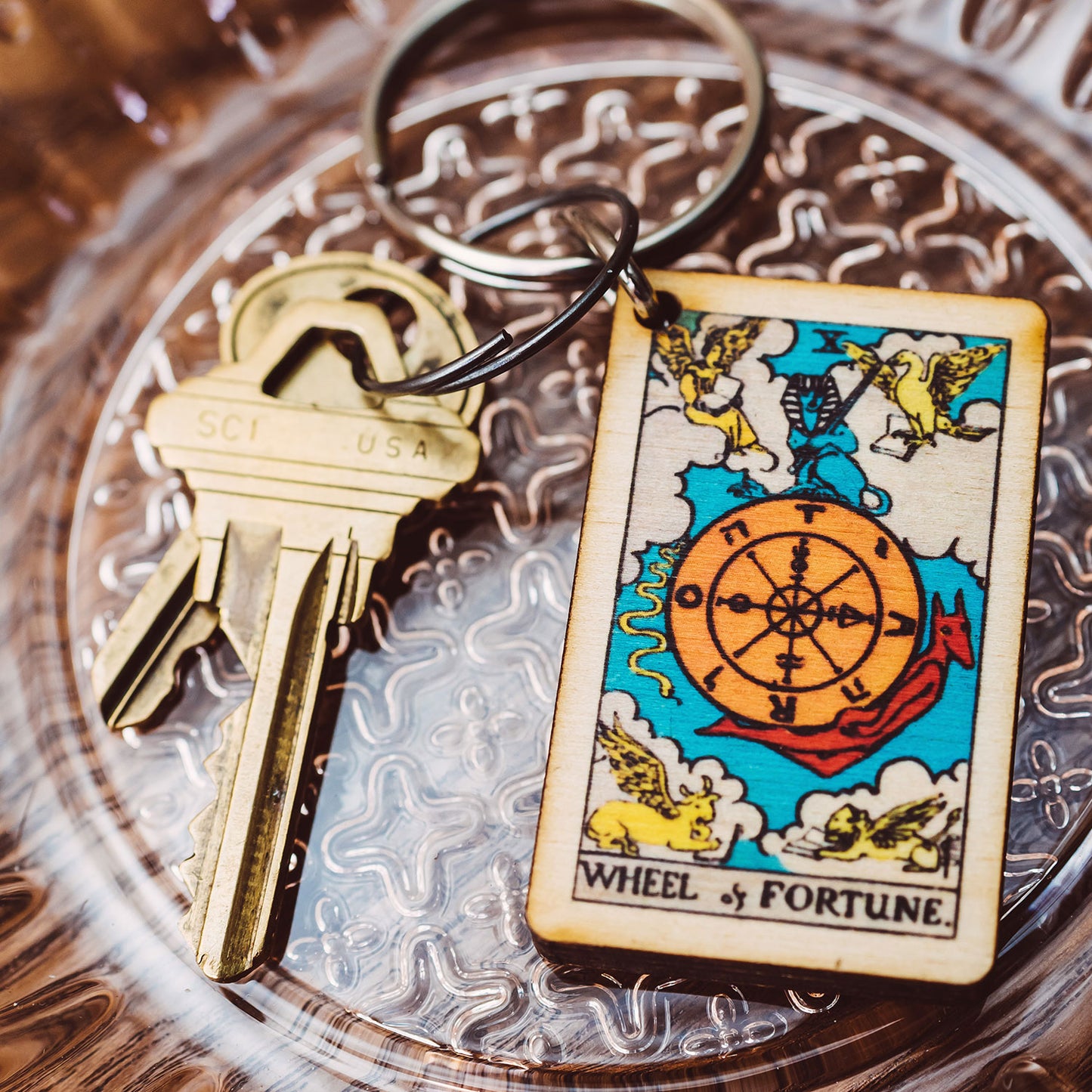The Wheel of Fortune Tarot Card Keychain