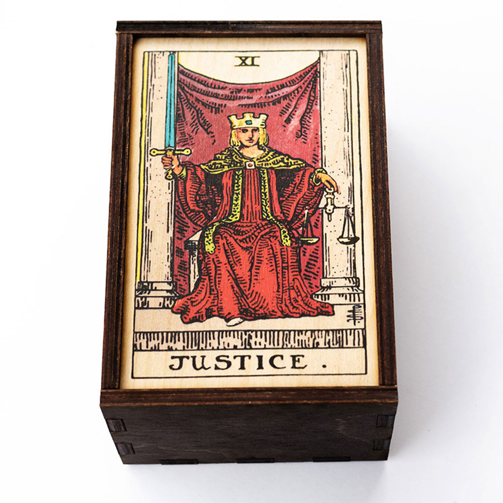 Justice Tarot Card Card Wooden Stash Box Tarot Card Box