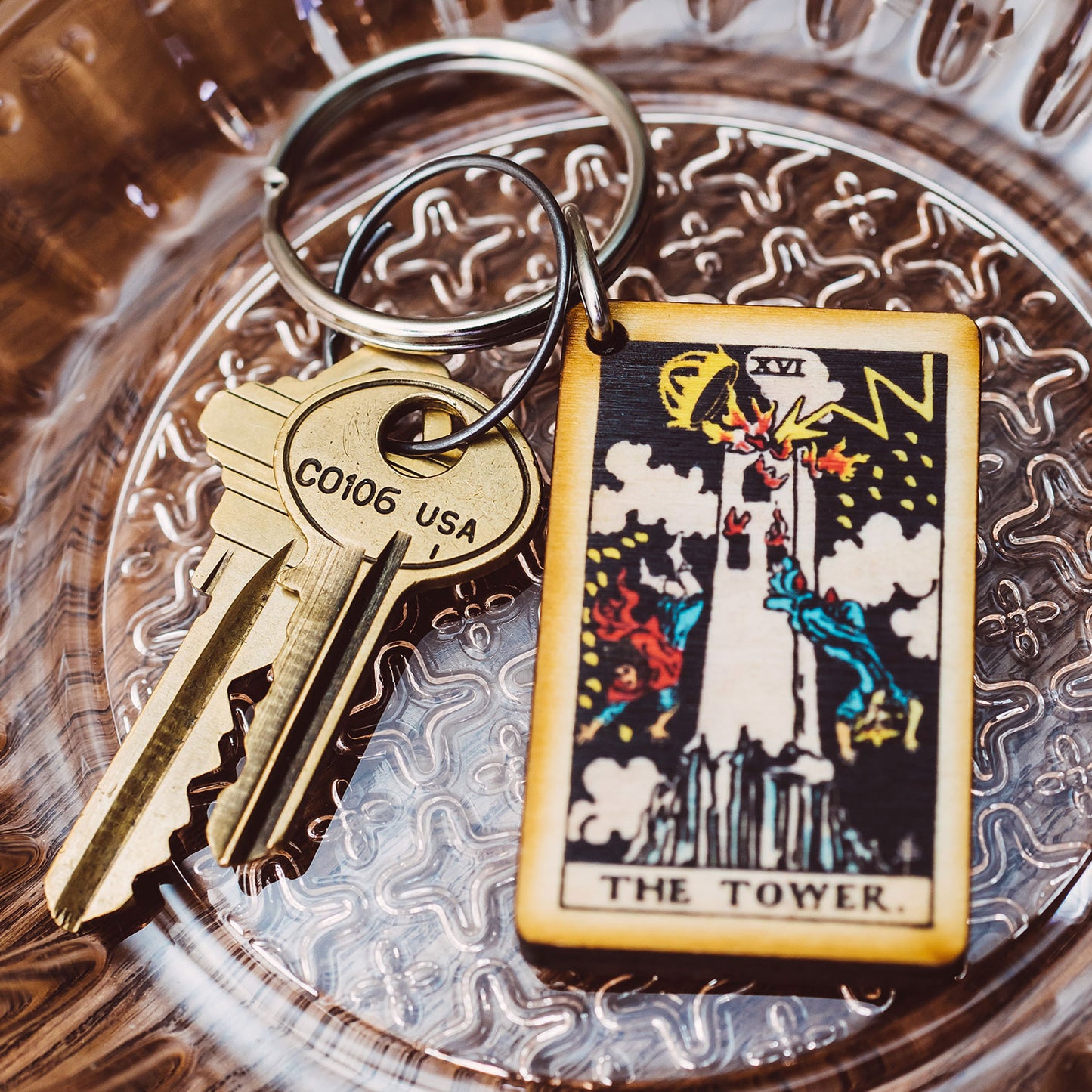 The Tower Tarot Card Keychain
