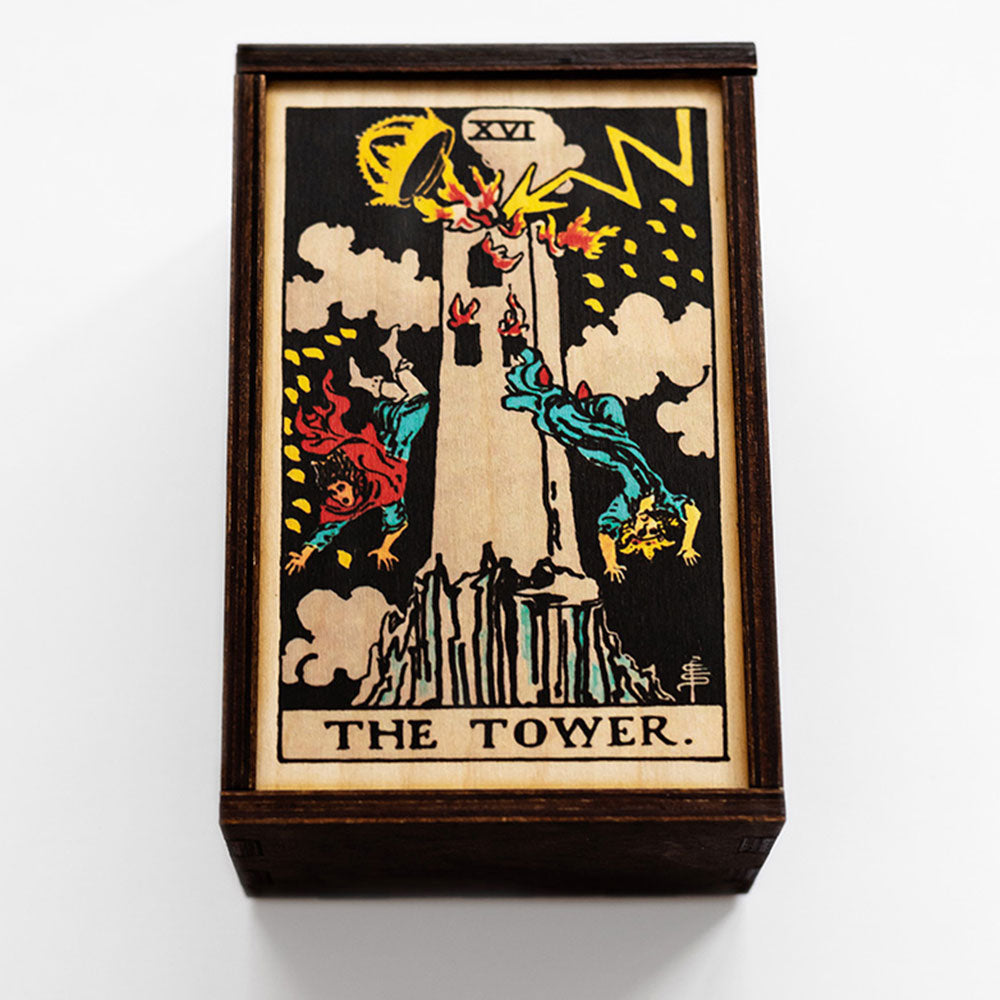 The Tower Tarot Card Card Wooden Stash Box Tarot Card Box