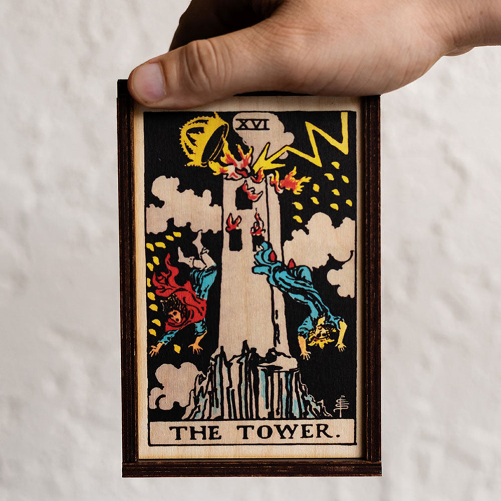 The Tower Tarot Card Card Wooden Stash Box Tarot Card Box