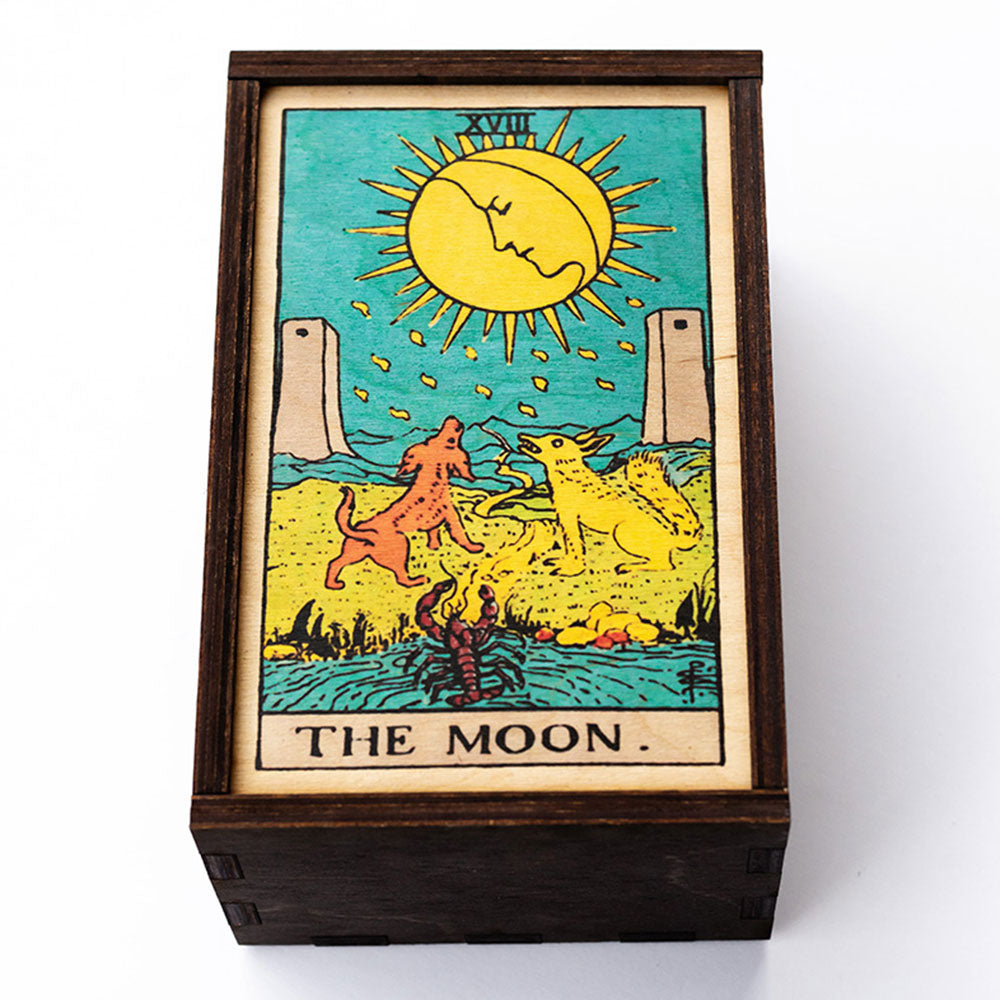 The Moon Tarot Card Card Wooden Stash Box Tarot Card Box