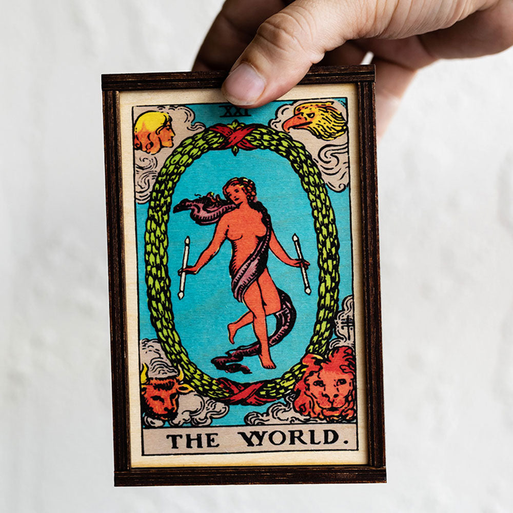 The World Tarot Card Card Wooden Stash Box Tarot Card Box