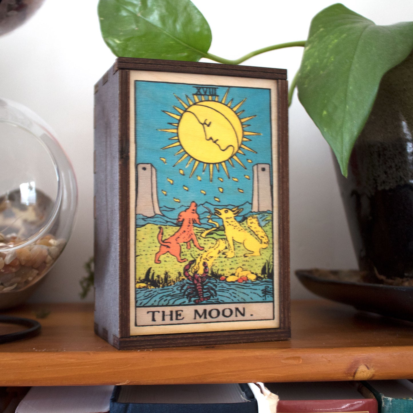 The Moon Tarot Card Card Wooden Stash Box Tarot Card Box