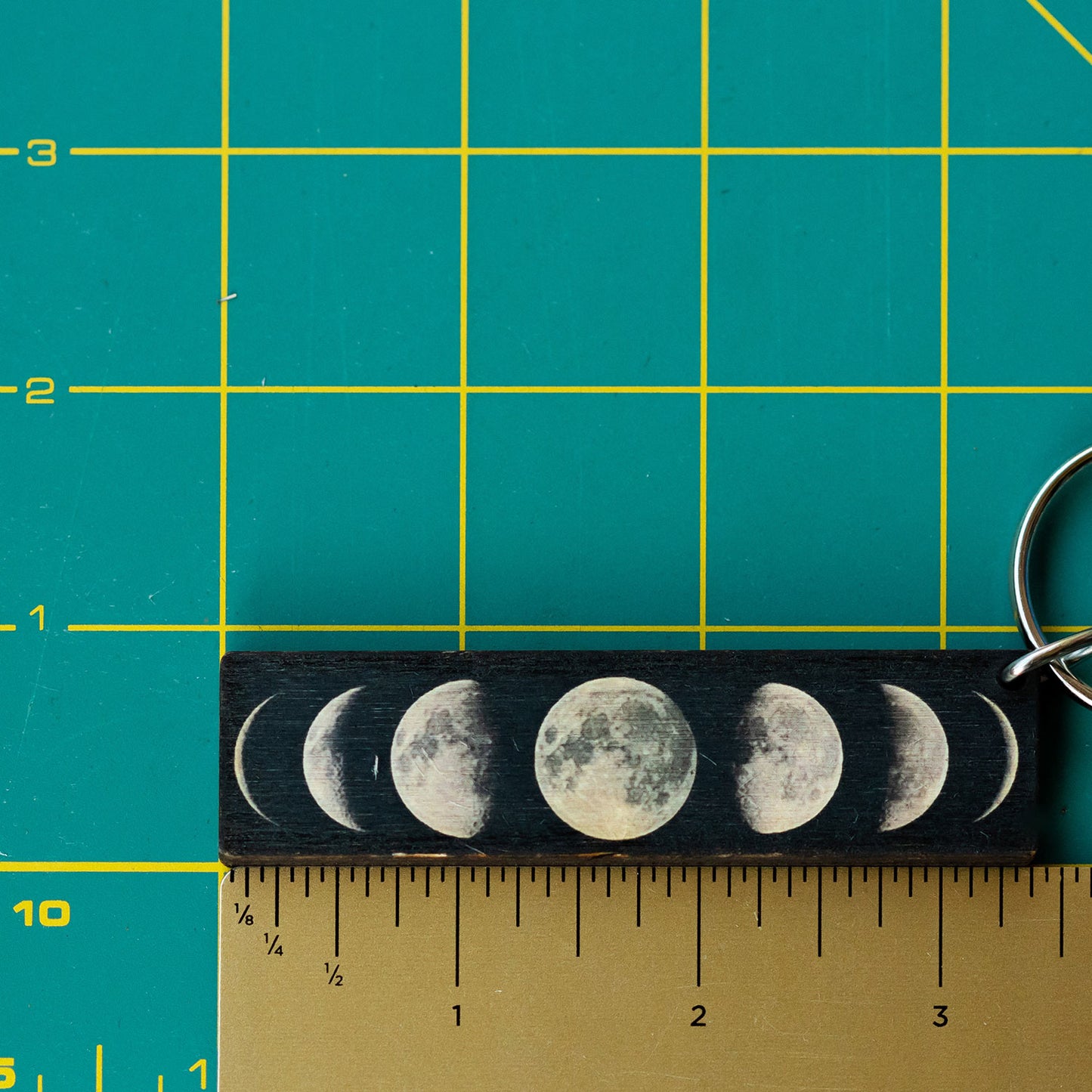 Moon Phases Wooden Keychain