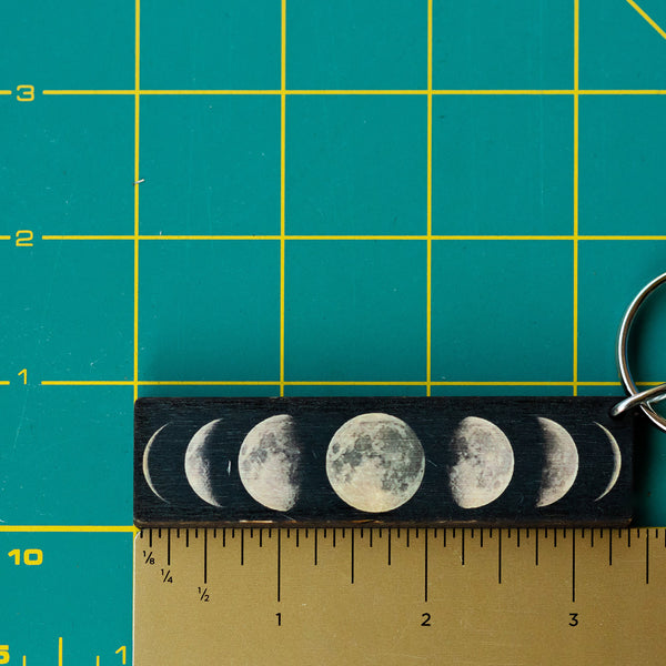 Moon Phases Wooden Keychain