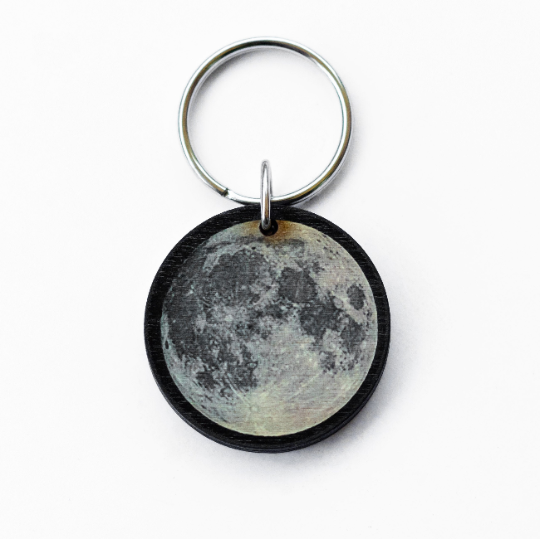 Full Moon Wood Keychain