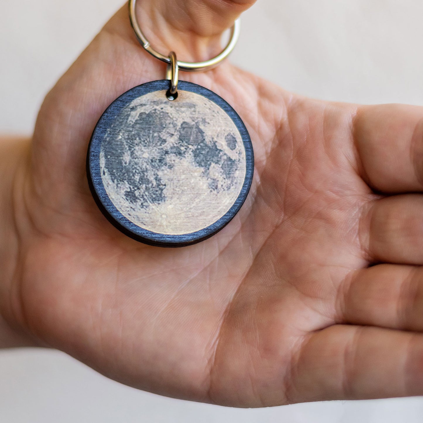 Full Moon Wood Keychain