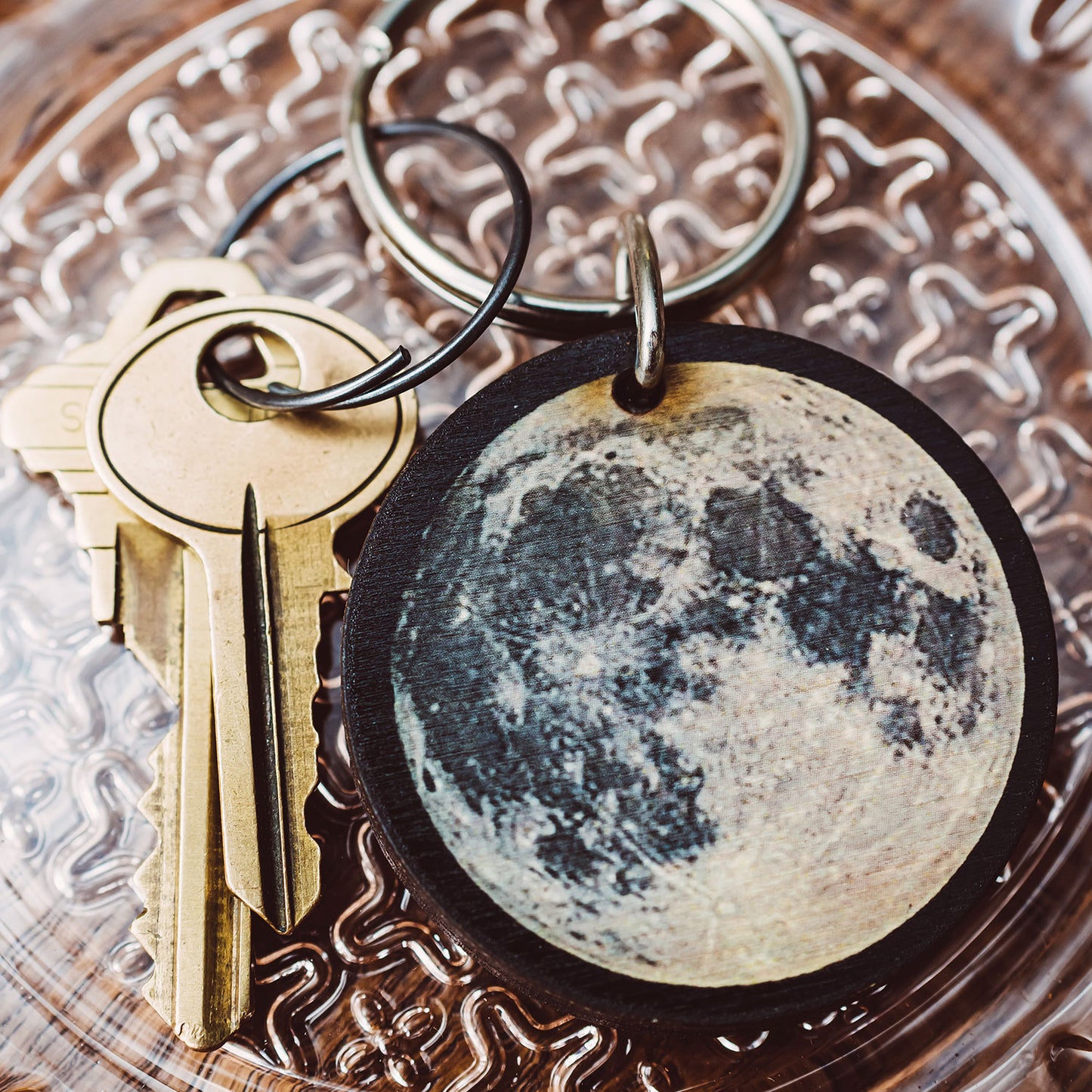 Full Moon Wood Keychain