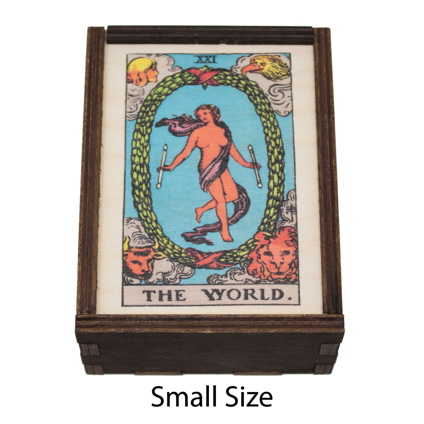 The World Tarot Card Card Wooden Stash Box Tarot Card Box