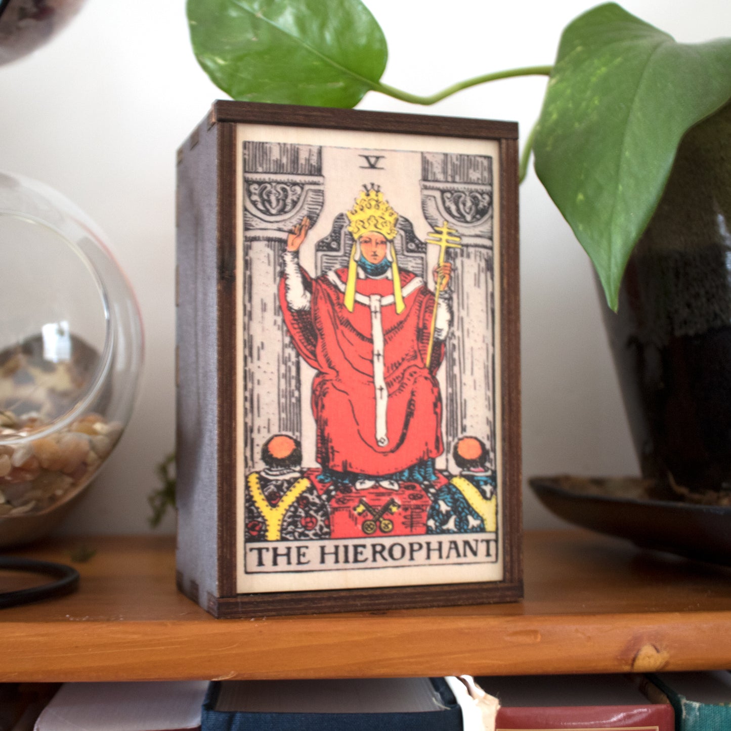 The Hierophant Tarot Card Card Wooden Stash Box Tarot Card Box