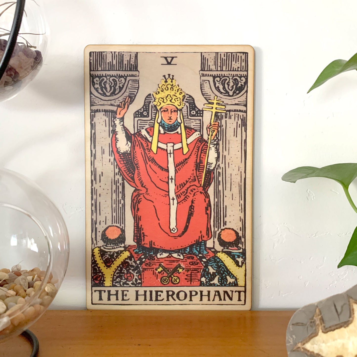 The Hierophant Tarot Wall Art Wooden Wall Decor