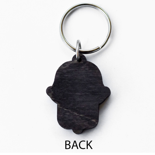 Hamsa Wooden Keychain