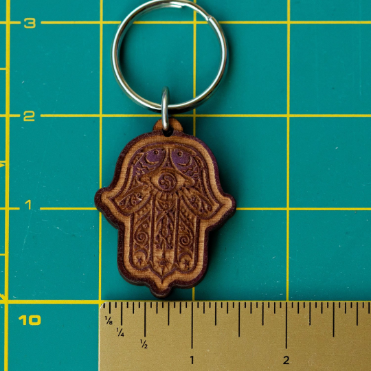 Hamsa Wooden Keychain