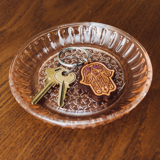 Hamsa Wooden Keychain