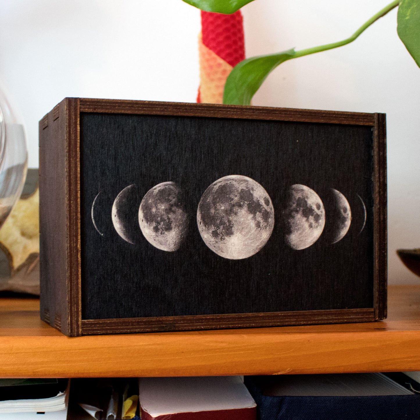 Moon Phases Tarot Card Box Wooden Stash Box Tarot Deck Card Storage