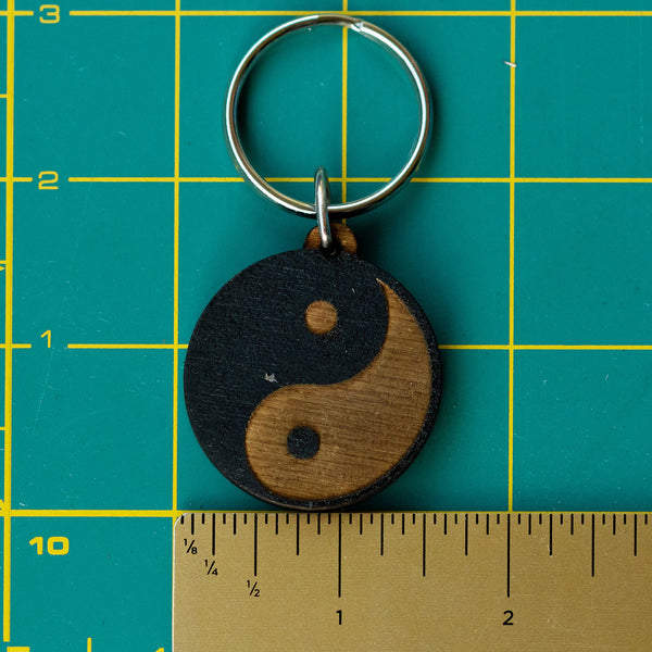 Yin Yang Wooden Keychain