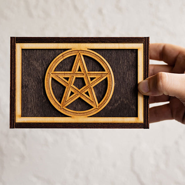 Pentagram Laser Cut Wooden Stash Box Tarot Deck Card Storage