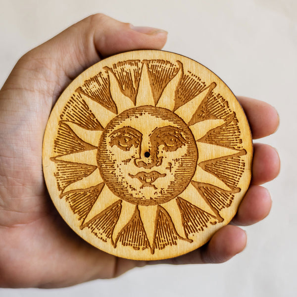 Woodcut Sun Stick Incense Burner