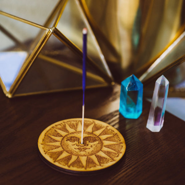 Woodcut Sun Stick Incense Burner