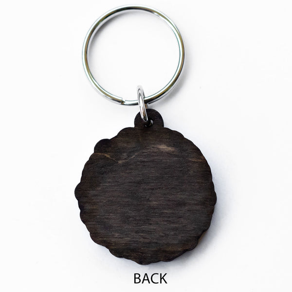 Wood Cut Sun Wooden Keychain