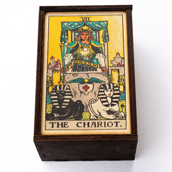 The Chariot Card Wooden Stash Box Tarot Card Box
