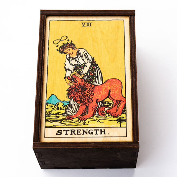 Strength Tarot Card Card Wooden Stash Box Tarot Card Box