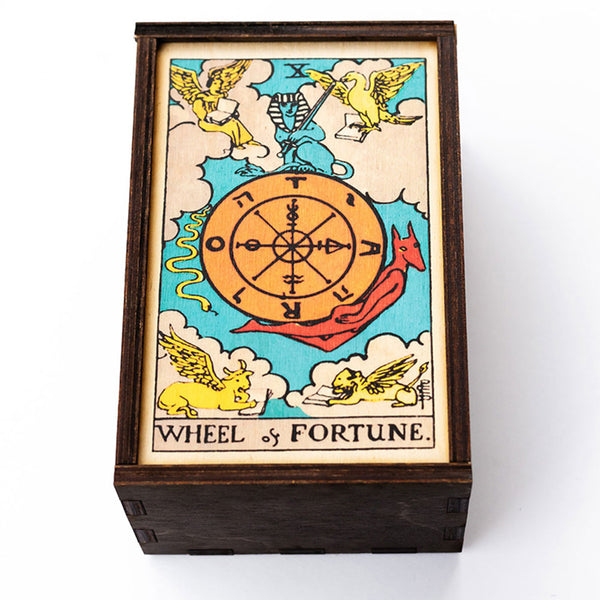 Wheel of Fortune Tarot Card Card Wooden Stash Box Tarot Card Box