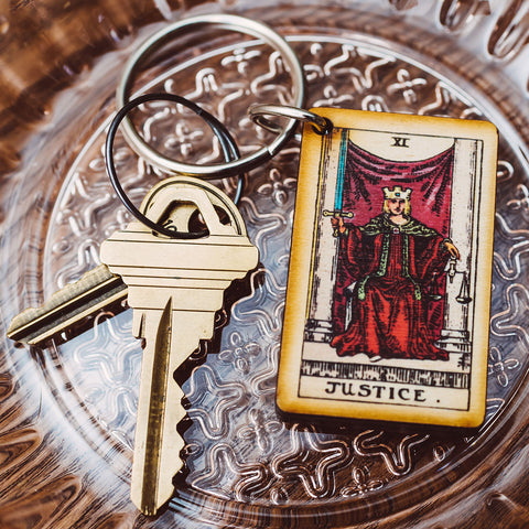Justice Tarot Card Keychain