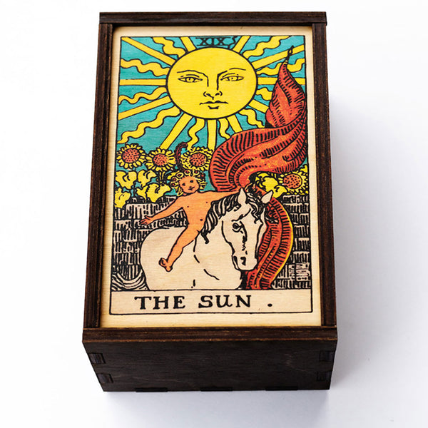 The Sun Tarot Card Card Wooden Stash Box Tarot Card Box