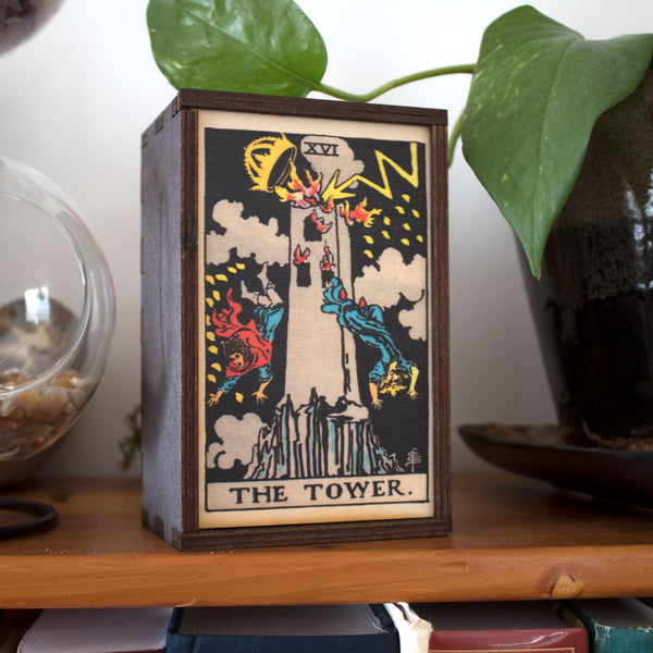 The Tower Tarot Card Card Wooden Stash Box Tarot Card Box