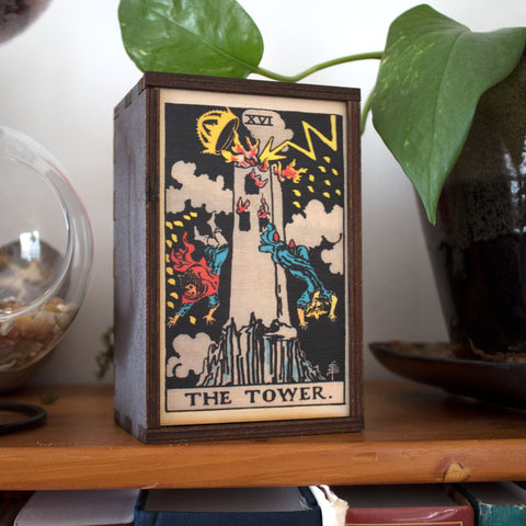 The Tower Tarot Card Card Wooden Stash Box Tarot Card Box