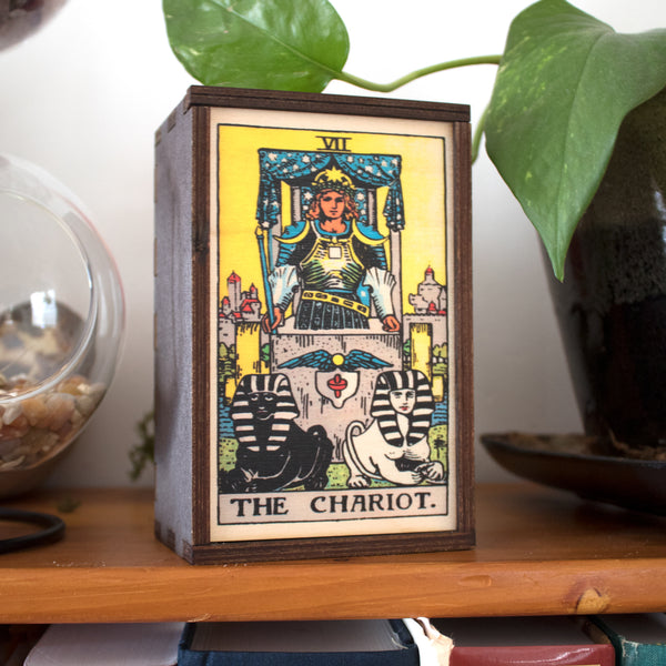 The Chariot Card Wooden Stash Box Tarot Card Box