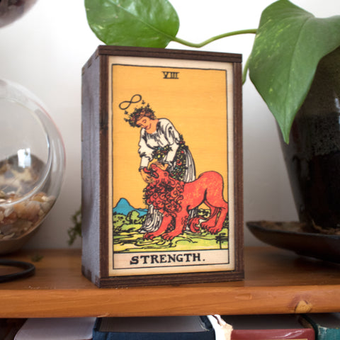 Strength Tarot Card Card Wooden Stash Box Tarot Card Box