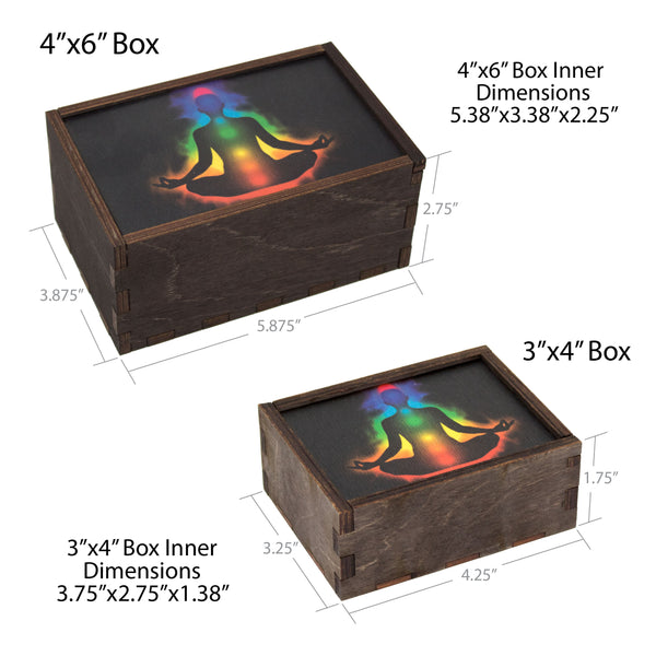 Chakra Sequence Laser Cut Wooden Stash Box Tarot Deck Card Storage