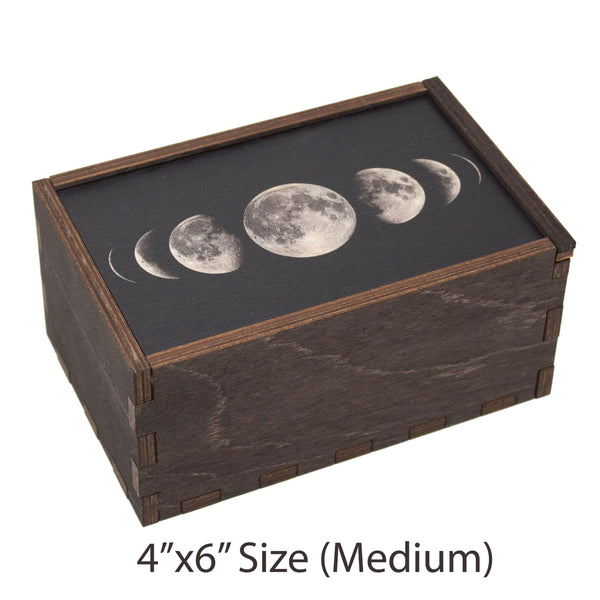 Moon Phases Tarot Card Box Wooden Stash Box Tarot Deck Card Storage