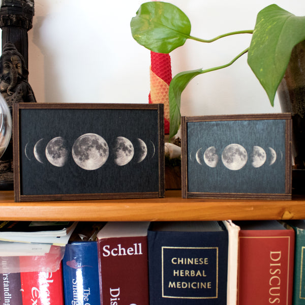 Moon Phases Tarot Card Box Wooden Stash Box Tarot Deck Card Storage