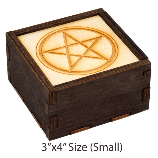 Pentagram Laser Cut Wooden Stash Box Tarot Deck Card Storage