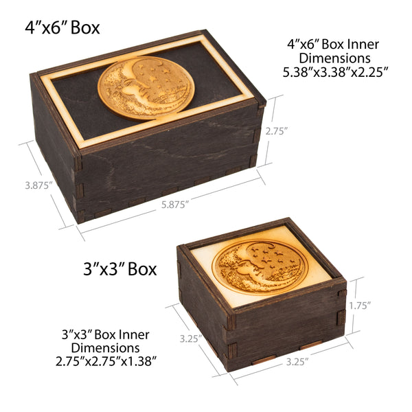 Woodcut Moon Laser Cut Wooden Stash Box Tarot Deck Card Storage